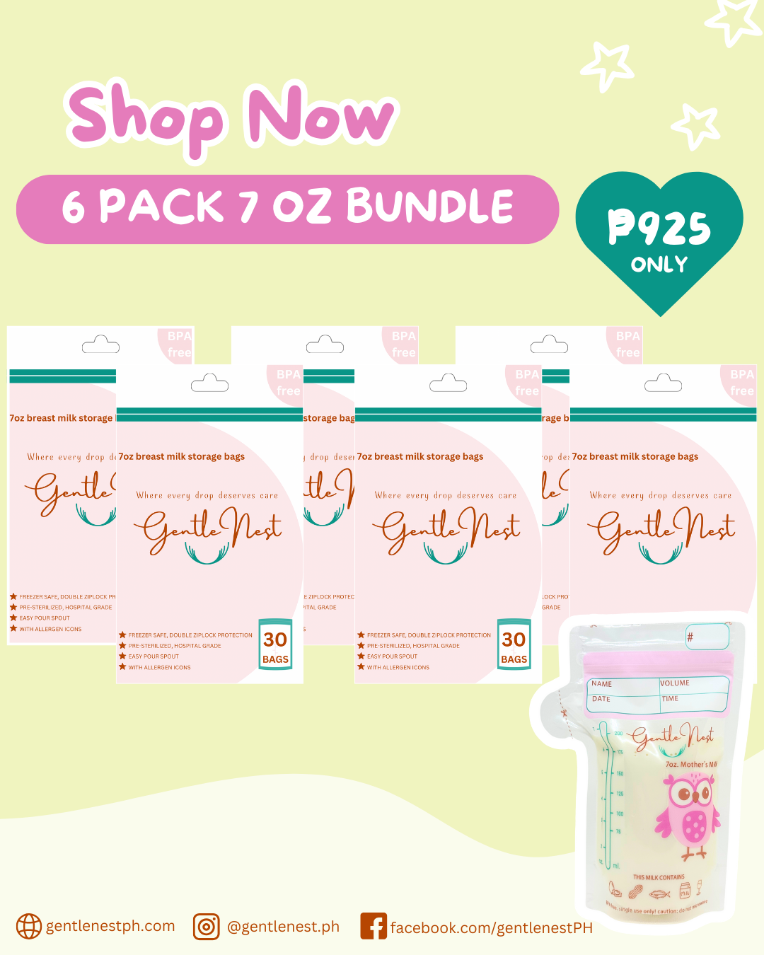 Gentle Nest Breastmilk Bags 7oz