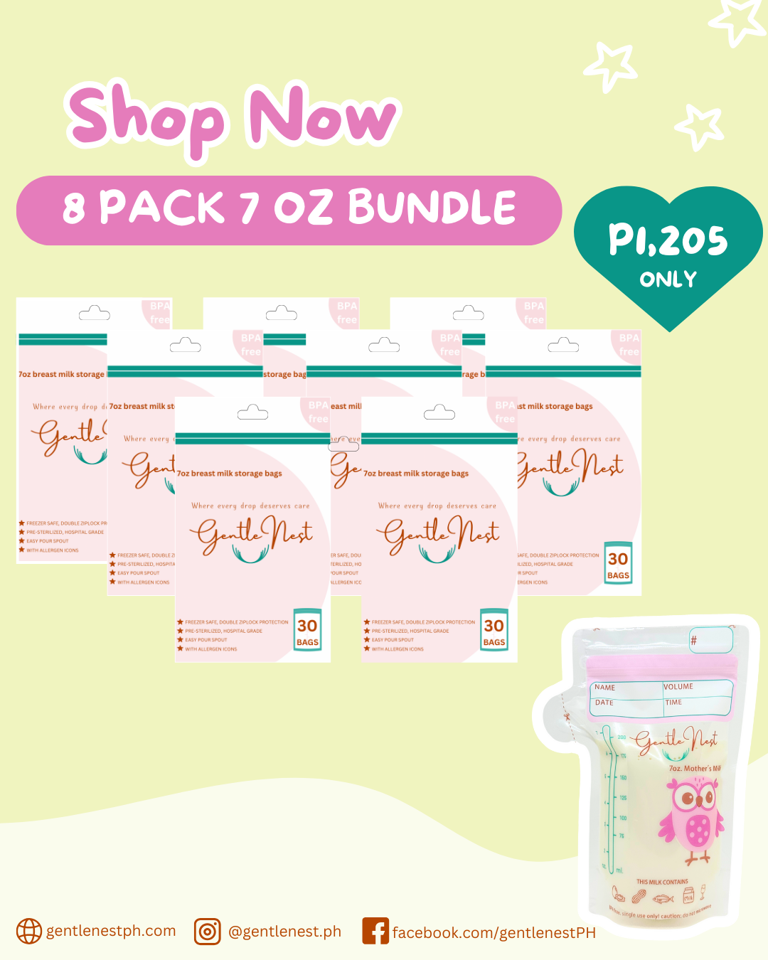 Gentle Nest Breastmilk Bags 7oz