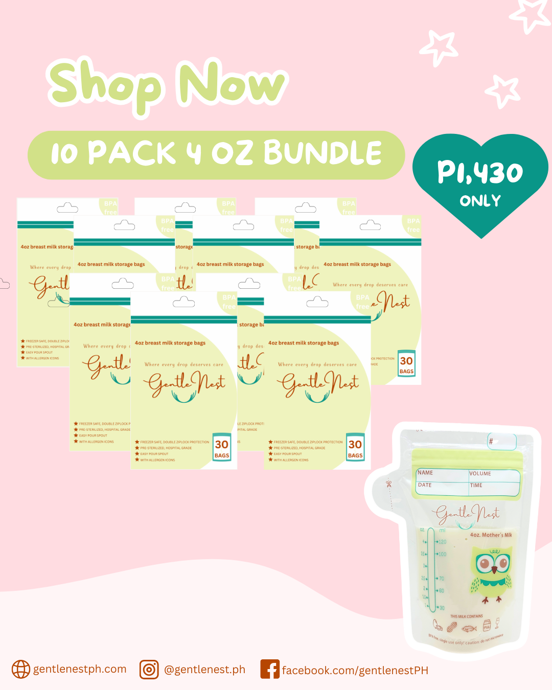 Gentle Nest Breastmilk Bags 4oz