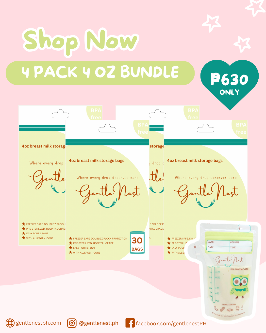 Gentle Nest Breastmilk Bags 4oz